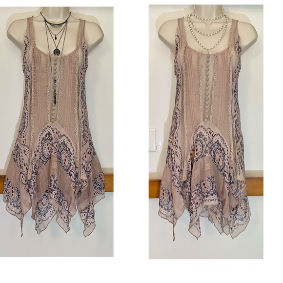 NWT Free People !!RARE!! VINTAGE!! Border Print Slip Dress (xs) - Picture 7 of 9
